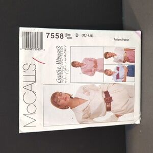 McCalls 7558 Vintage 90s Creative Woman's Sewing Pattern Size 12, 14, 16